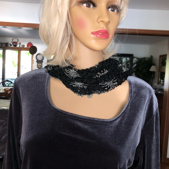 One of a Kind beaded Scarf - Picture 5 of 6